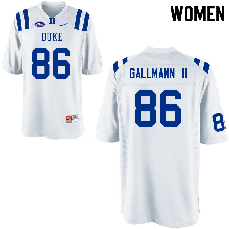 Women #86 Eric Gallmann II Duke Blue Devils College Football Jerseys Sale-White